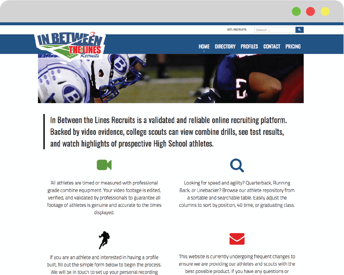 Example of web design thumbnail image for IBTL Recruits